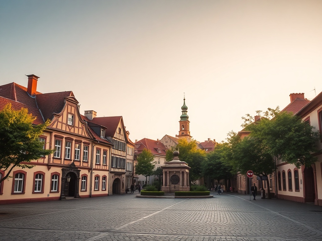 Widok starego miasta Chojnice z przełomu wieków, przedstawiający przedsiębiorstwa i infrastrukturę z czasów transformacji gospodarczej